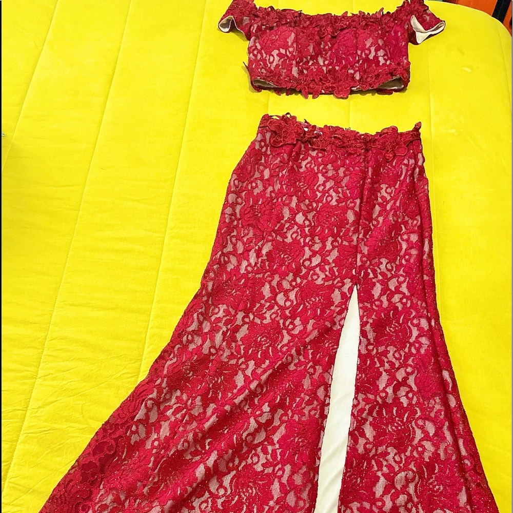 Long open leg prom set